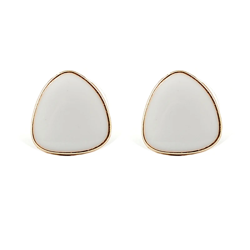 

Round Triangle Black White Enamel Stud Earrings for Women jewelry
