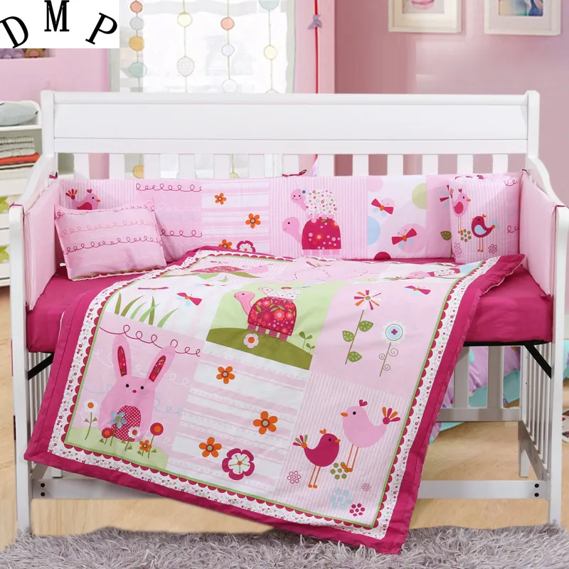 

7PCS Embroidery cot baby set cot bedding set cotton baby cot sets baby bed bumper,include(bumper+duvet+sheet+pillow)
