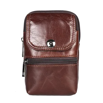 

Vintage Waist Packs Small Bag Genuine Leather Crazy Horse Leather Men'S Women Small Leisure Bag Phone Buckle Bag Drop Shipping