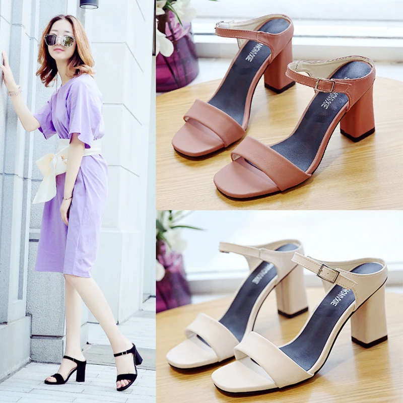 

Woman Shoes Luxury Ladies Flip Flops Slippers Women Summer Square Toe Med Slides Heeled Mules Designer Flip-flops 2019