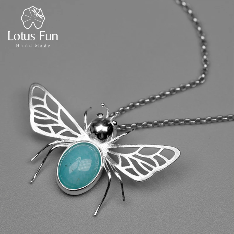 Lotus Fun реальные 925 серебро Амазонит натуральный ручной работы Ювелирные украшения