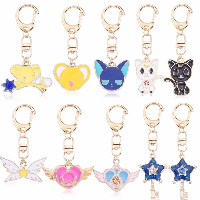 

DIY Anime Ainimal Cute Key Chains For Women Kawaii Sakura Cat Keychain Gold Keyring Metal Key Chain Jewelry Gifts Drop Shipping