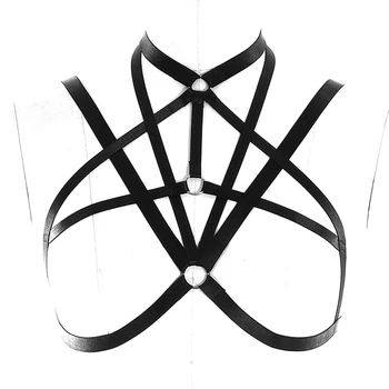 

Body Harness Caged Bra Strappy Tops Hollow Out Chest Belt Black Sexy Gothic Cupless Bralette Crop Top Lingerie Dance Rave Wear