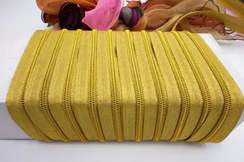 

bright gold zipper/5# 7# nylon zipper/shiny/whole bundle of zipper/50m and 100pcs head/golden sliders/for fashion bags shoes
