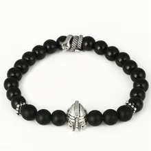 FAITHEASY натуральное черное покрытие бусы браслет Спарта воин шлем мужчины и женщины Fund браслет