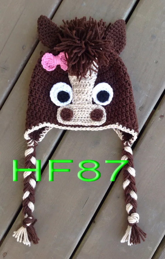 free shipping, Cute Handmade brown Horse hat Baby Knit Hat Caps Photo