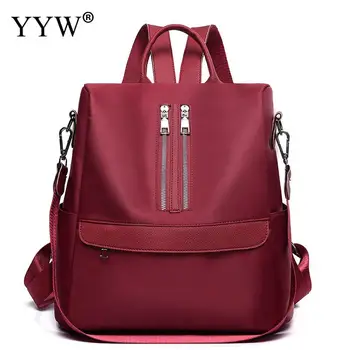 

Fashion Female Knapsack Zipper Design Black Oxford Women'S Backpack Large Capacity Girl Travel Bag Solid Ladies'S Backpack