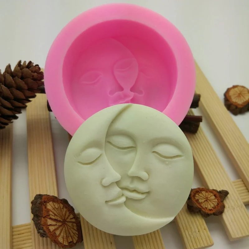 Moon Face Mold Silicone Handmade Soap Molds Candle Polymer Clay Mould
