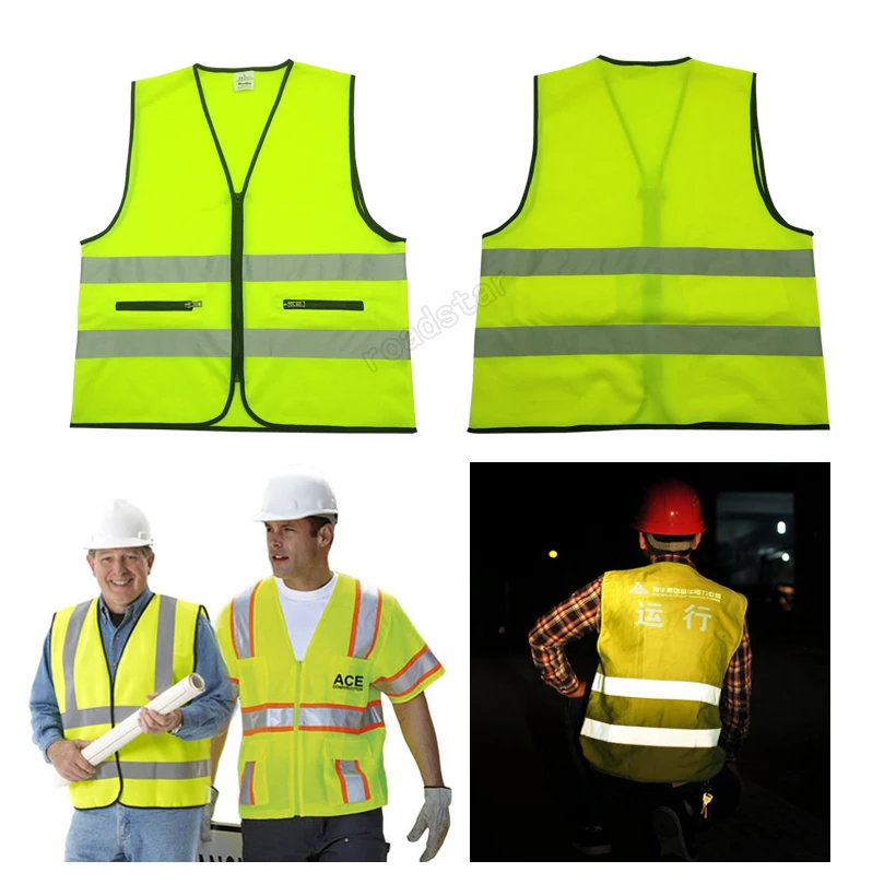 

High intensity reflective polyester fabric with Fluorescent yellow/orange Reflective vest for safety colth