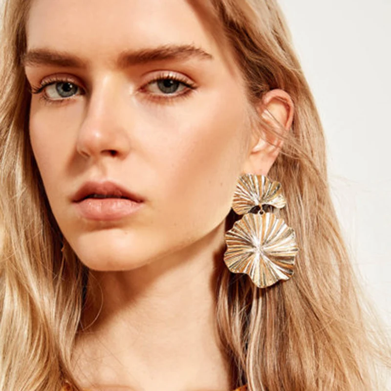 LEADERBEADS ZA женские Необычные большие золотые Висячие серьги для девушек Подарок на