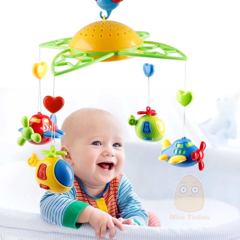 Детская погремушка игрушка 0-12 месяцев детская кроватка Мобильная музыкальная кровать колокольчик с небесными звездами погремушки проекция мультфильм Раннее Обучение детские игрушки
