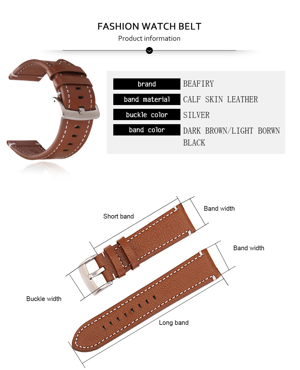 BEAFIRY ремешок для часов из натуральной кожи 18 20 22 24 мм темно-коричневый светло-коричневый черный ремешок из телячьей кожи