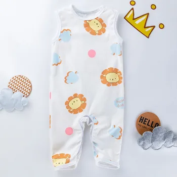 

2019 Baby Newborn Kids Toddler Boys Girls Clothes Sleeveless Long Romper Floral Lion Print Jumpsuit Playsuit Sunsuit Homewear