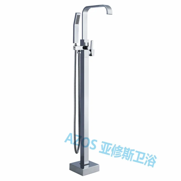 

Chrome Bathtub Faucets Waterfall Spray Water Mixers Floor Stand Hand Hold Bathroom Shower Sauna Kit LDTZ010