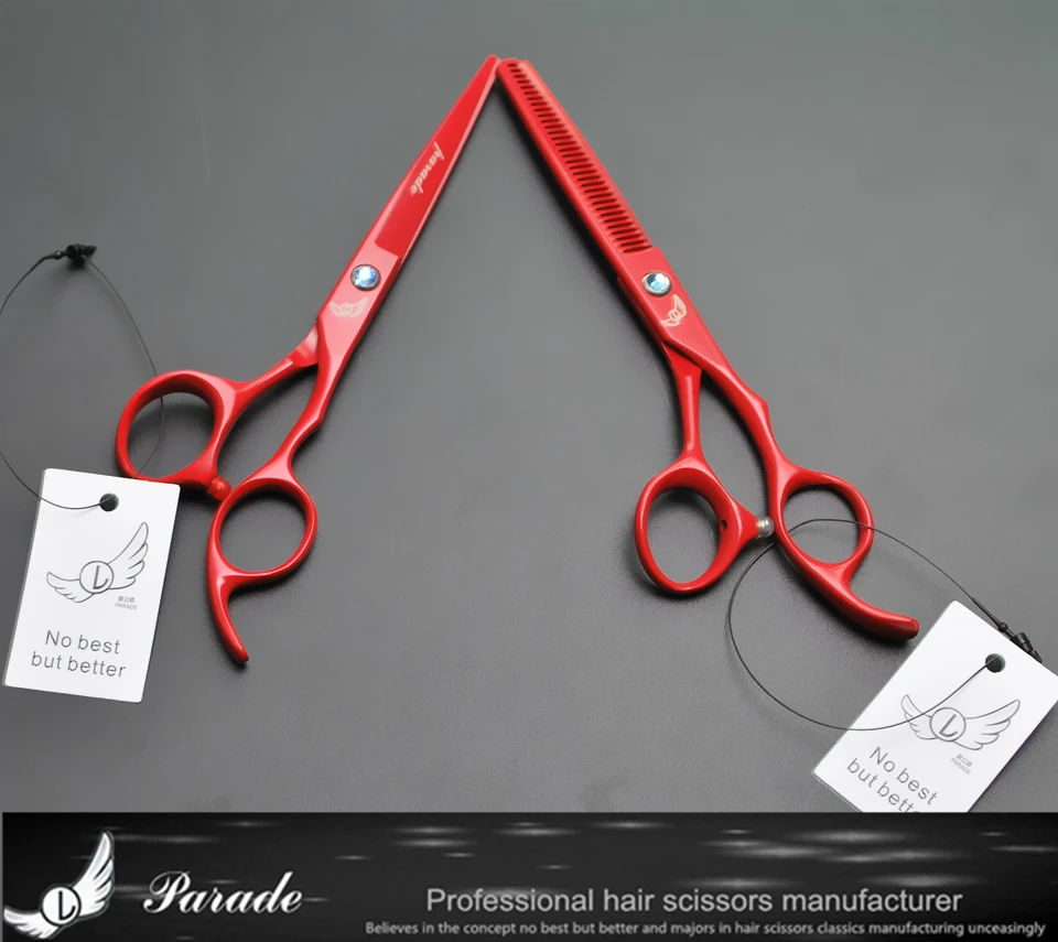 PARADE Professional Hairdressing Grooming Barber Scissors Red Baking