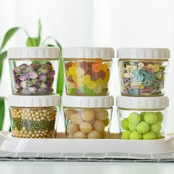 

3pcs/set Glass Seal Storage Bottles Clear Jars Cover Lid Candy Nuts Box Condiment Snacks Organizer Kitchen Accessories Supplies