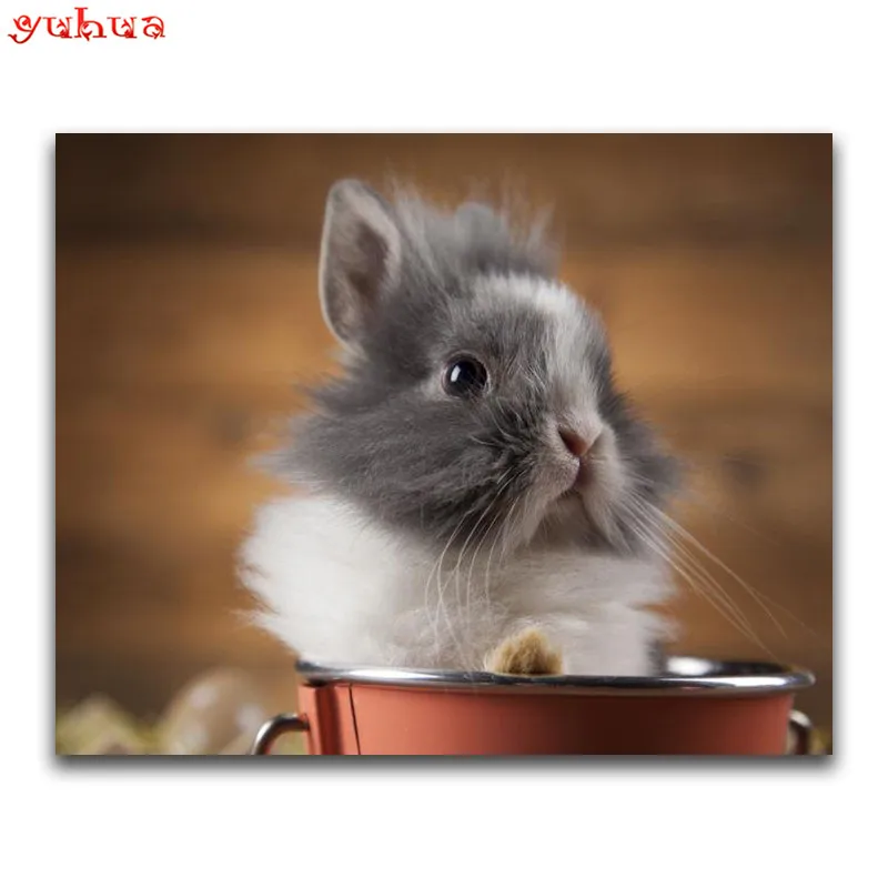 Round Diamond embroidery dierlijk flower 5D DIY Diamond painting Cross stitch Animal rabbit Full Square Diamond mosaic colorful_