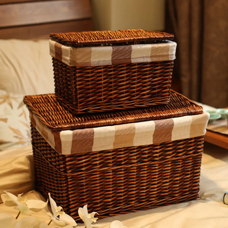 Корзина для хранения плетеная корзина из ротанга с крышкой дома|storage wicker baskets|wicker