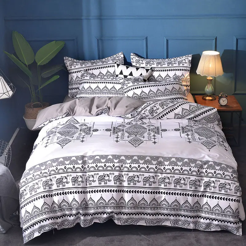 

Bohemian Style Elephant Geometric Lines Bedding Set Single AU EU Double Full Queen King 6 Size Duvet Cover With Pillowcase Sets