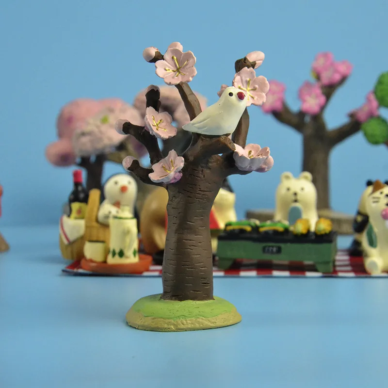 Япония каваи мультфильм Животные go picnic миниатюрный Сакура экран дерево лужайка пень Горячая весна татами Дерево отверстие Свадебная мебель игрушка