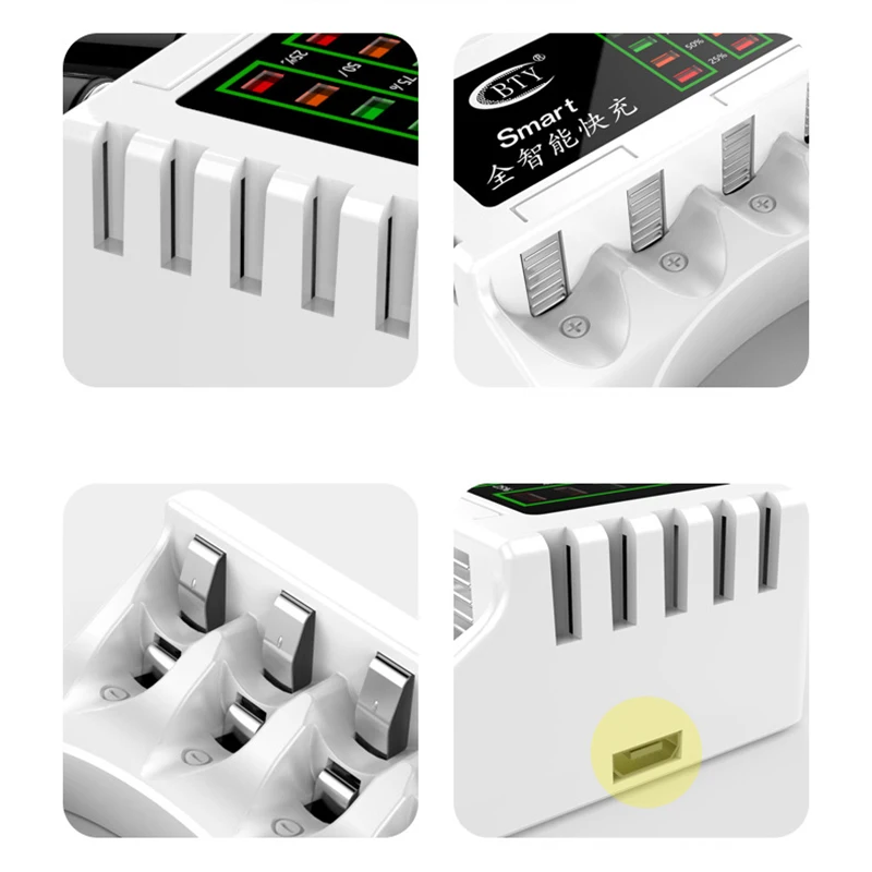 New 92*63*26mm Four Slot Battery Charger for AAA/AA Rechargeable Battery Short Circuit Protection with LED Indicator JSX