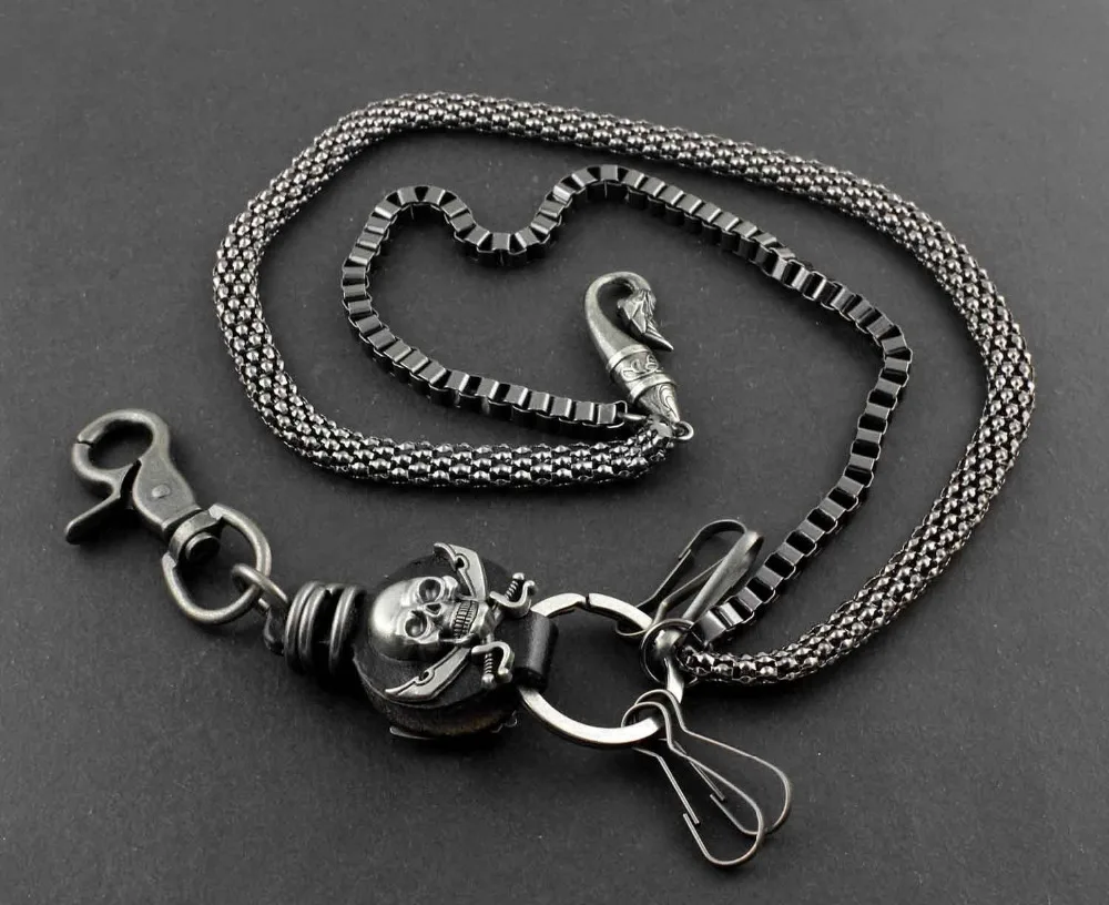 Мужской кошелек цепочка с защитой от кражи и черепами|purse chain|chain menchain wallet chains |