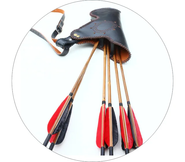 Tiro com Arco Quiver para Tiro Recurvo Composto Couro Genuíno Bolsa Setas Caça Tradicional 3mm 3 Tiro Com Arco Recurvo composto 3mm Couro