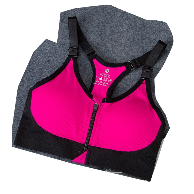 

Women Seamless Bra Padded Stretch Workout Top Racerback Fitness Zip Bra