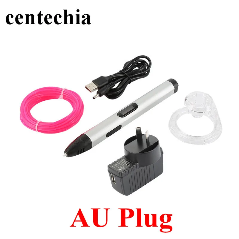 Centechi DIY 3D Ручка принтера ручка Креативные инструменты для рисования лучший подарок на день рождения Рождество для ребенка дизайн живопись AU Plug - Цвет: sliver