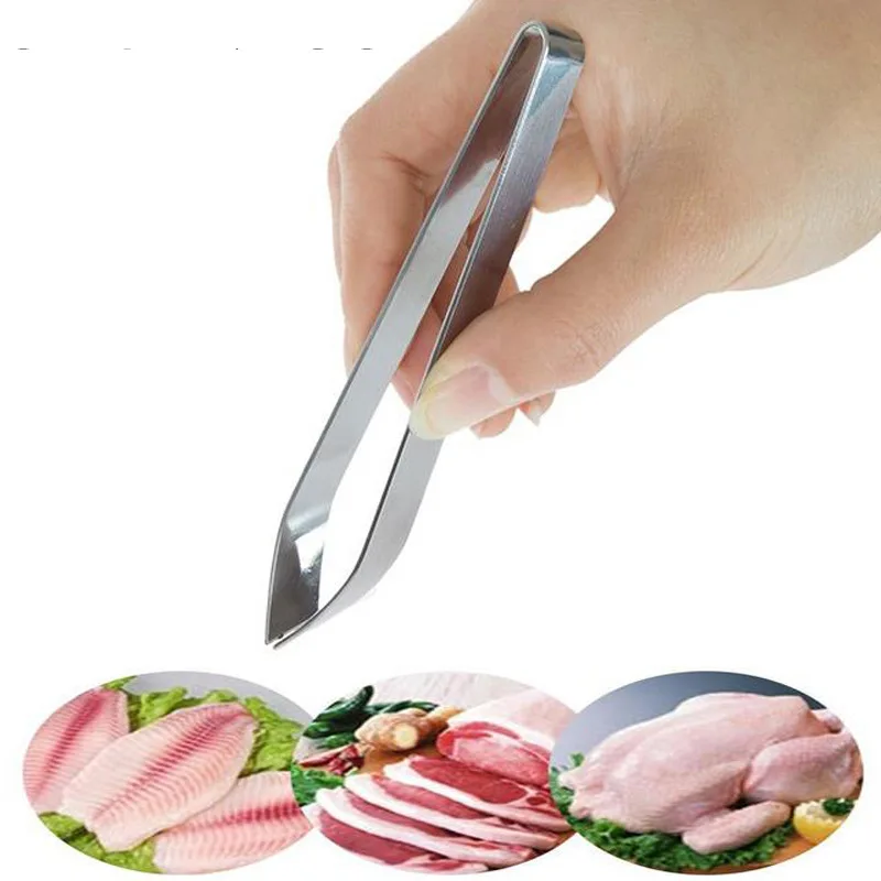 Stainless Steel Tongs Metal Fish Hair Remover Kitchen Stubbs Fishbone
