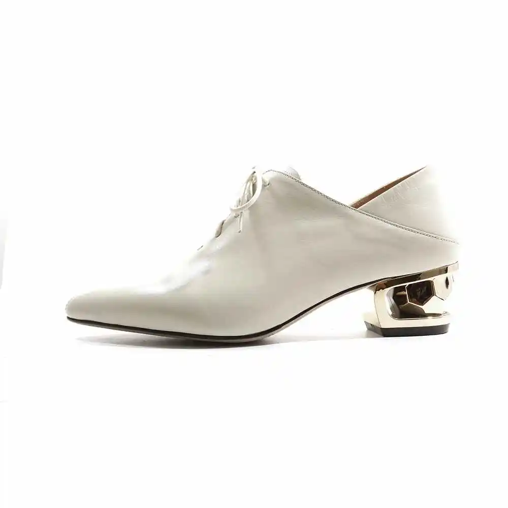 Cuir Krazing Pointu Métal Concise L28 D'été Chaussures Véritable De Offre Talons Spéciale Pot Pompes Robe Femmes Plage Marque En noir Bout Vacances beige Apricot Med 0AxrqAXwn