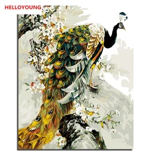 Павлин летающая птица Лебедь сделай сам ручная роспись цифровая печать масляной картины живопись по номерам картины маслом свиток Картины домашний декор