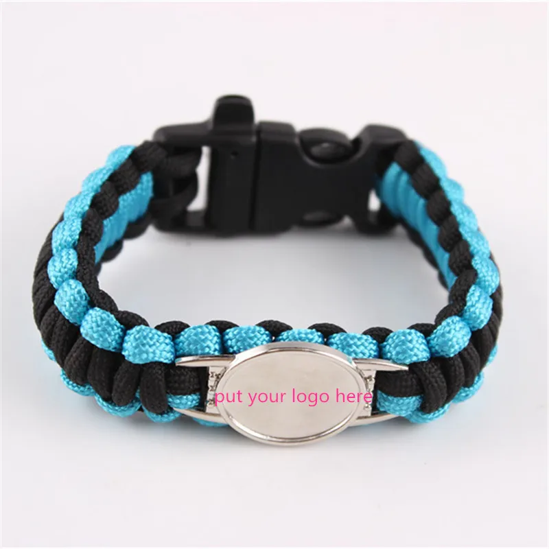 Wholesale Custom Sports Team Logo Charm Paracord Bracelet Whistle