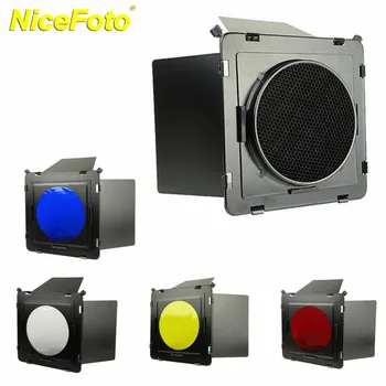 

NICEFOTO 230mm Metal Elinchrom Hood Barn Door Filter Kit with Honeycomb Grid Fit for Elinchrom Reflector SN-12