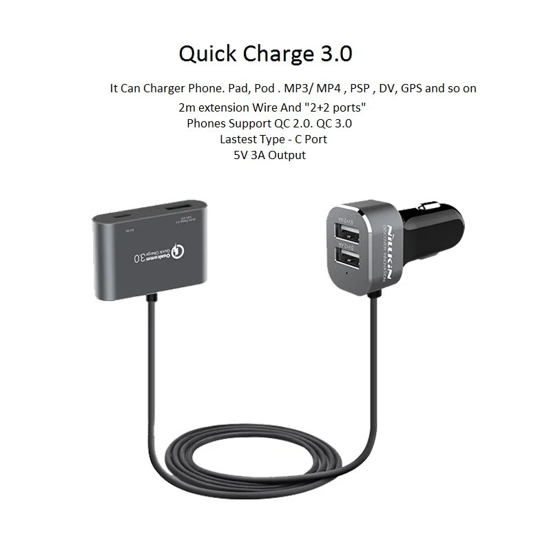 Car Usb Quick Charger Quick Charge 3.0 Multi function Fast Car Charger