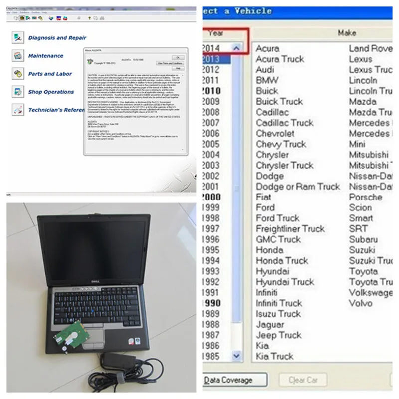  Reparación de automóviles software alldata y mitchell software 2in1 tb hdd plus D630 portátil (4g) 
