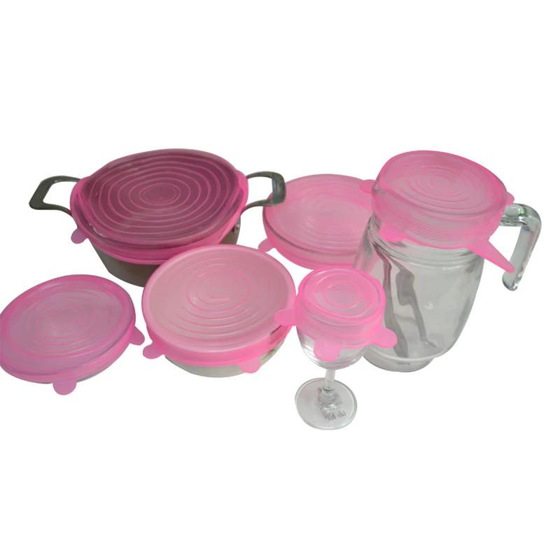 6PCs/ Set Silicone Suction Lid Bowl Pan Cooking Pot Stretch Lids