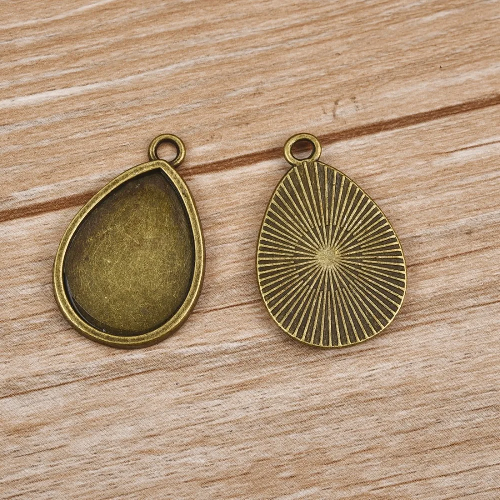 Drop Pendant Cabochon Setting 18x25mm Bezel Gem Blank Base Antique Bronze (4)