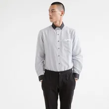 Деловые мужские рубашки в горошек с длинным рукавом и отложным воротником из чистого хлопка, приталенные корейские рубашки высокого качества Camisa