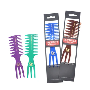 

Swallow-tailed Wide Teeth Flat Comb Afro Combs Insert Curly Hairbrush Hair Fork Pick Comb Plastic Handle Hairdressing Brush 1192