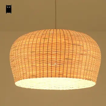 

Bamboo Wicker Rattan Shade Pendant Light Fixture Asian Japanese Tatami Hanging Lamp Avize Luminaria Dining Table Room Restaurant