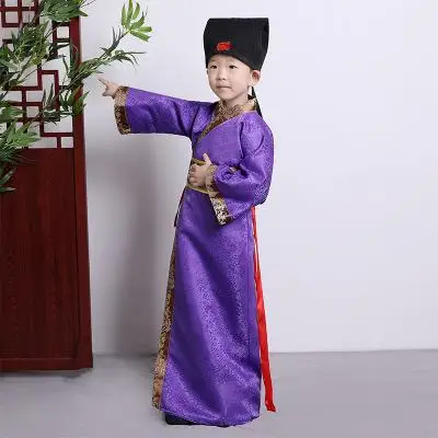 Древний школьный халат Традиционный китайский hanfu для маленьких мальчиков одежда для косплея винтажный детский сценический костюм - Цвет: Фиолетовый