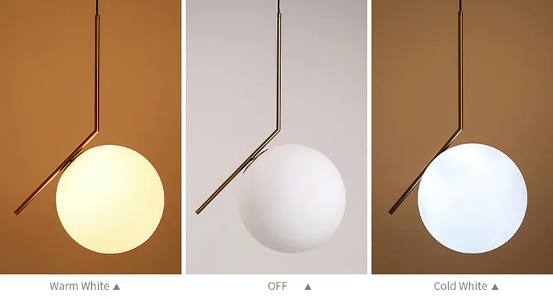 Nordic Style Pendant Light Glass Ball Lampshade Modern LED Pendant Lamp For Dining Room Bedroom Hanging Light Fixtures