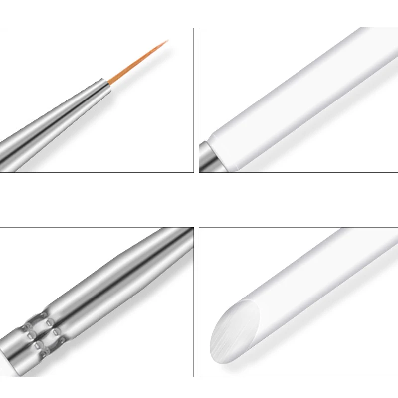 3Pcs/set Kolinsky Nail Art Brush Crystal Acrylic Thin Liner Drawing Pen Painting Stripes Flower 2 side Nail Art Manicure Tools 4