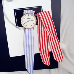 2018 Новая мода полосатый красный, белый, синий и белый хлопок ремешок часы студент шарфы ремень волос