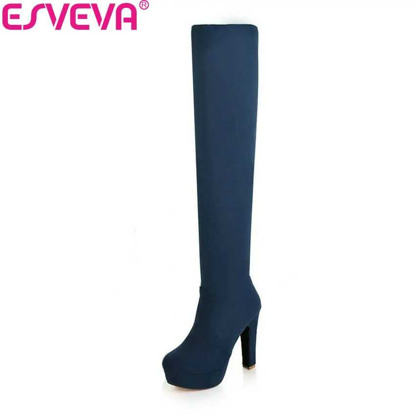 ESVEVA New Hot Pumps Fashion Winter High Heels Big Size Boots for Over The Knee High Shoes Woman Winter Snow Boots Size 34-43 ESVEVA New Hot Pumps Fashion Winter High Heels Big Size Boots for Over The Knee High Shoes Woman Winter Snow Boots Size 34-43