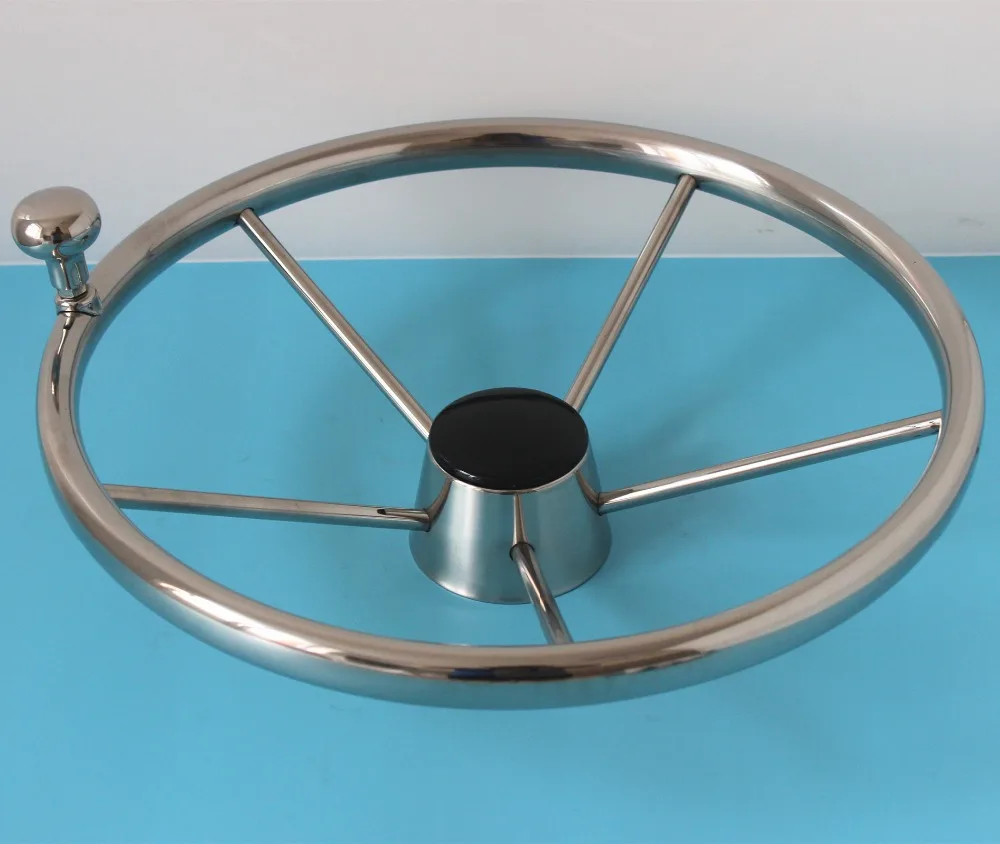 5 spoke stainless steel steer wheel mirror polished marine boat yacht
