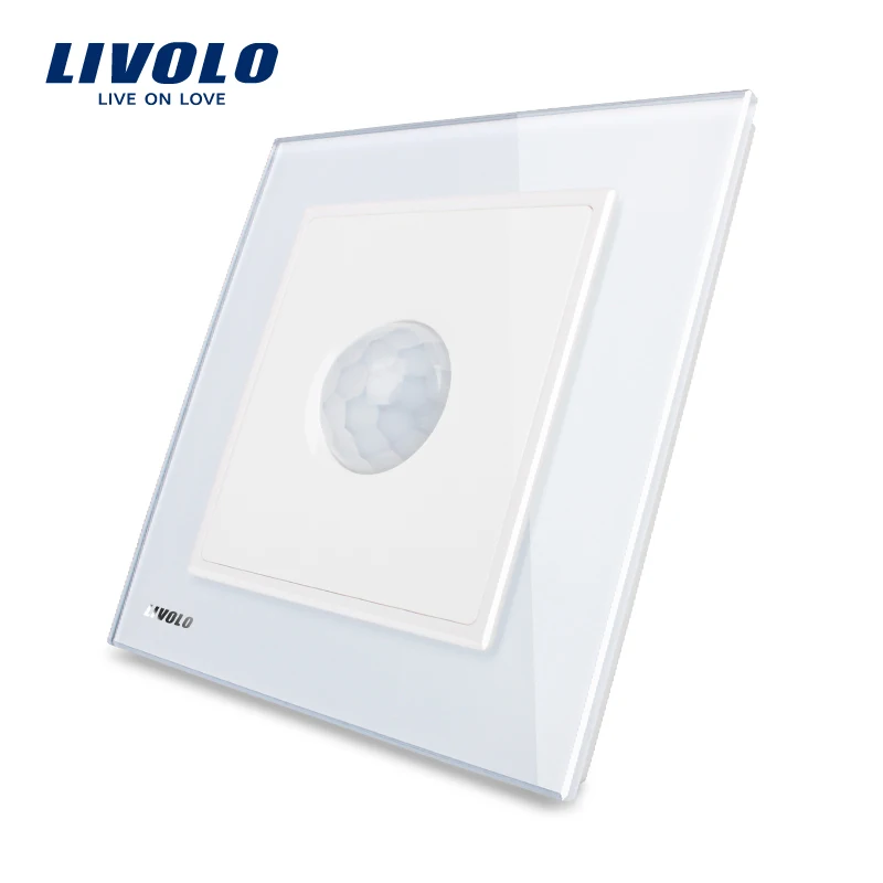 Free Shipping Livolo New Human Induction Switch White Crystal Glass Panel AC 110 250V Home Wall