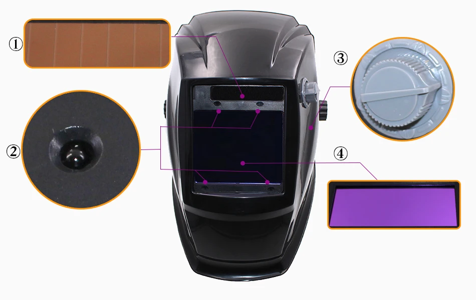 Большой вид Eara 4 дуговой датчик DIN5-DIN13 Солнечная Авто Затемнение TIG MIG MMA шлифовальная Сварочная маска/шлем/сварщик крышка/объектив/маска для лица