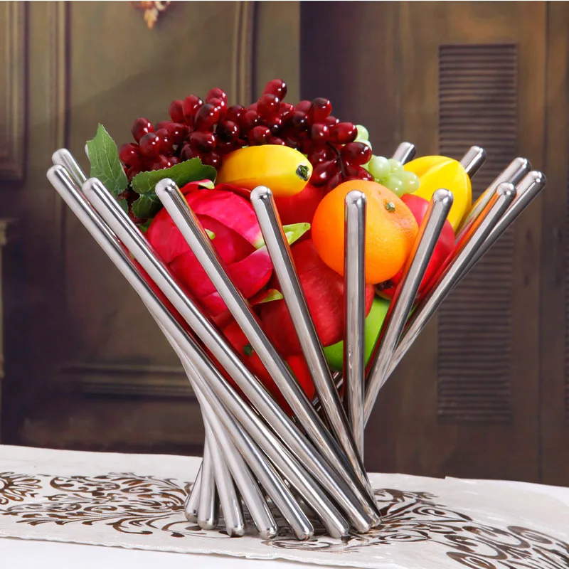 Stainless Steel Fruit Tray Modern Fashion Creative Rotating Fruit